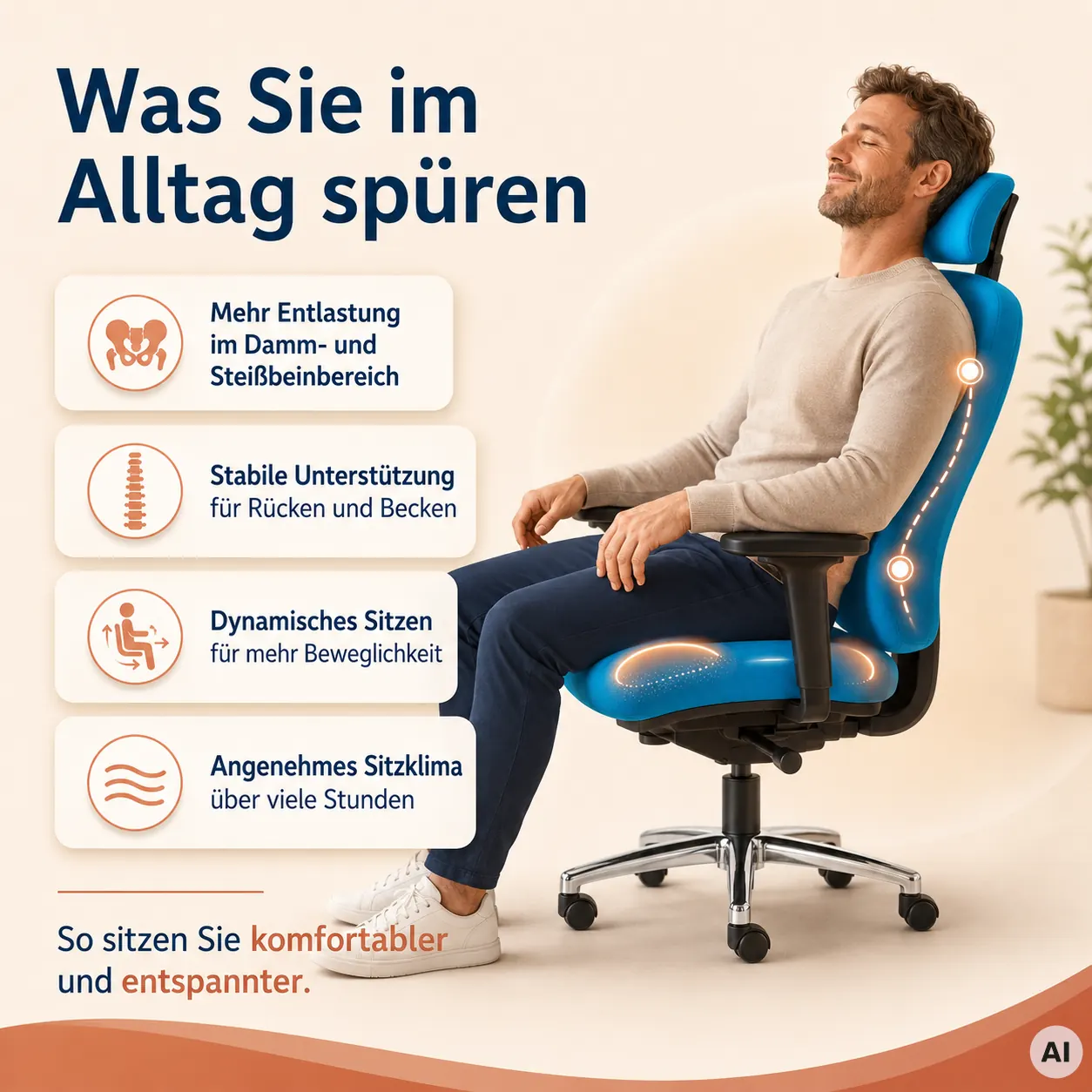 M-Office - Druckentlastender Männer-Bürostuhl